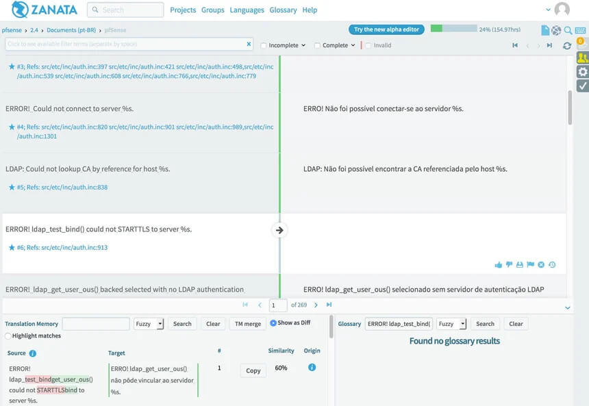 pfSense® software translations with Zanata