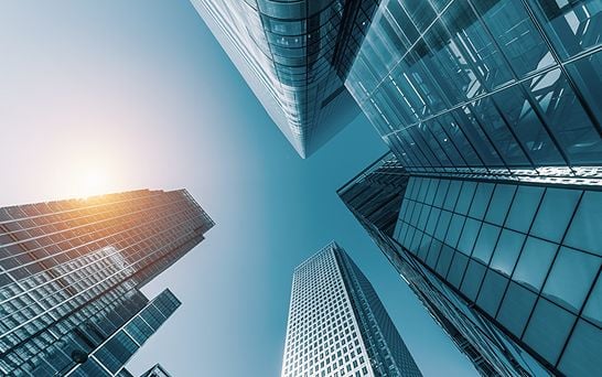 view of skyscrapers from the ground