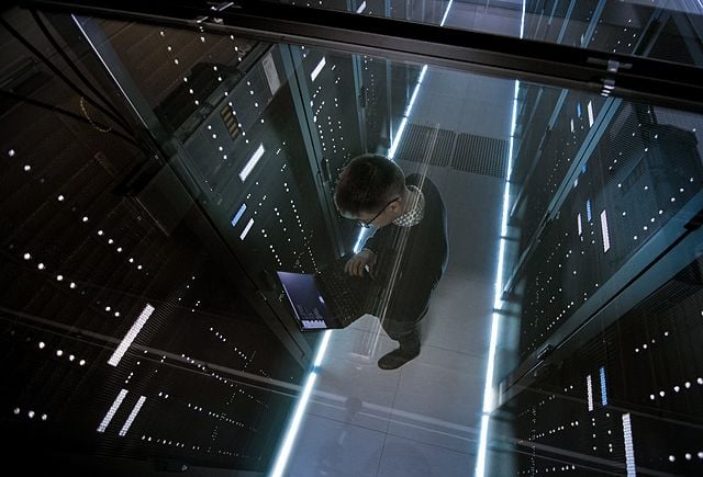 overhead view of someone working on laptop