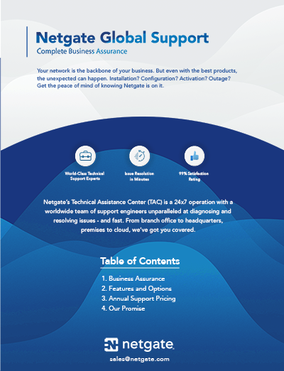 Front page preview of Netgate Global Support Data Sheet