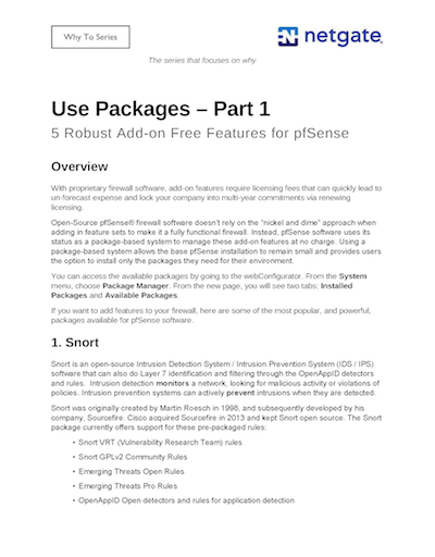Front page preview of Use pfSense Packages – Part 1 Technical Paper
